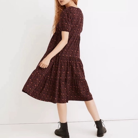 Madewell Aidy Square-neck Tiered Midi Dress in Orchard Floral - Picture 2 of 7